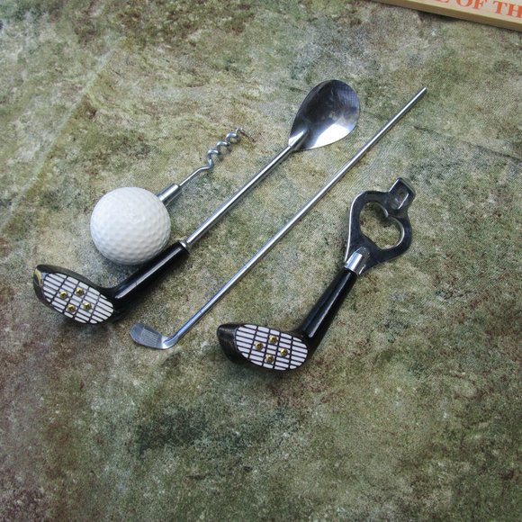 Vintage Dining Vintage Mcm Novelty Golf Club Bar Tools Set